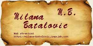 Milana Batalović vizit kartica